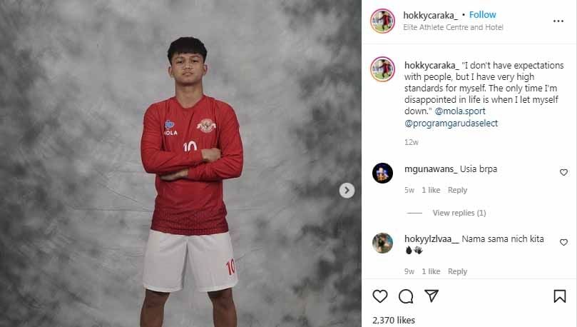 Hokky Caraka menjadi sorotan usai cetak Quattrick untuk Timnas Indonesia U-19 di Piala AFF U-19 2022, yang turut membuat Garuda Select ikut girang. Copyright: © Instagram@hokkycaraka_