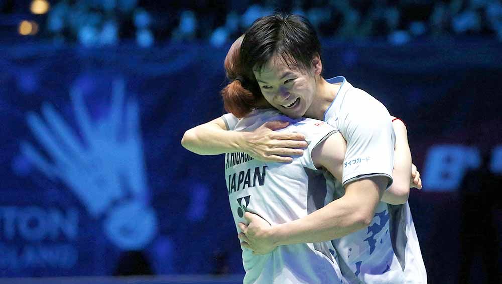 Pebulu tangkis asal Jepang yakni Yuta Watanabe tulis pesan menyentuh untuk penggemar usai mundur dari Badminton Asia Championships 2023. Copyright: © Reuters/Ed Sykes