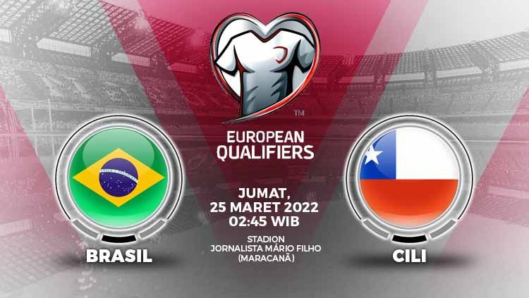 Berikut ini adalah prediksi untuk pertandingan ke-17 Kualifikasi Piala Dunia 2022 zona Amerika Selatan antara Brasil vs Chile yang akan digelar pada Jumat (25/03/22). Copyright: © Grafis: Yuhariyanto/INDOSPORT.com