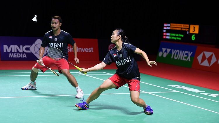 Atlet ganda campuran Indonesia, Rehan Naufal Kusharjanto/Lisa Ayu Kusumawati, tulis curhatan menyentuh usai kandas di semifinal dan gagal juara Swiss Open 2022. Copyright: © Humas PP PBSI