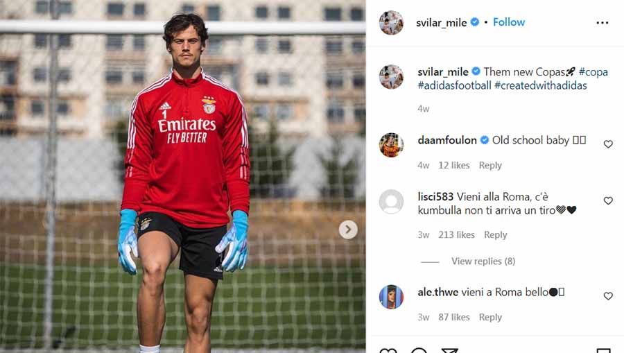 Mengenal Mile Svilar, kiper Benfica kesukaan Jose Mourinho yang dilaporkan telah teken kontrak dengan AS Roma. Foto: Instagram@svilar_mile Copyright: © Instagram@svilar_mile