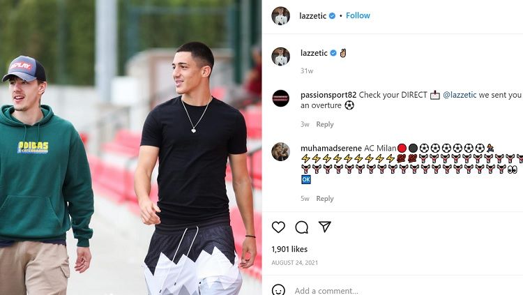 Marko Lazetic, penyerang muda AC Milan (kanan). Foto: Instagram @lazzetic Copyright: © Instagram @lazzetic