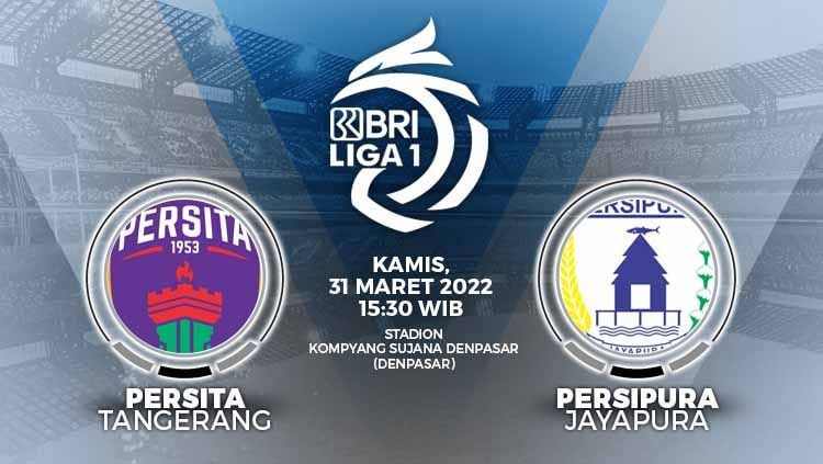 Link live streaming untuk laga pekan ke-34 Liga 1 2021/2022 antara Persita Tangerang vs Pesipura Jayapura yang digelar pada Kamis (31/03/22) pukul 15.30 WIB. Copyright: © Grafis: Yuhariyanto/INDOSPORT.com