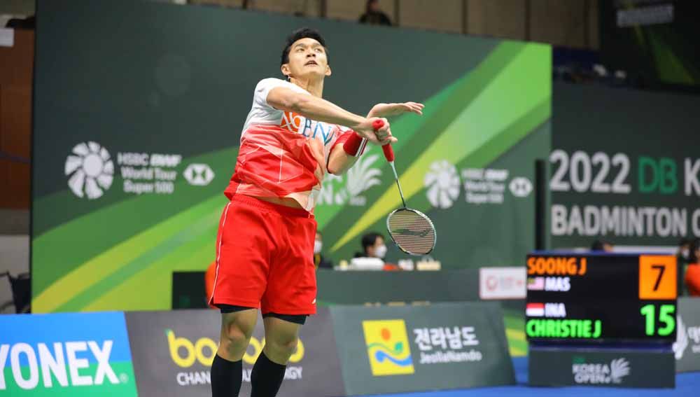 Pebulutangkis tunggal putra Indonesia, Jonatan Christie di Korea Open 2022. Foto: PBSI Copyright: © PBSI