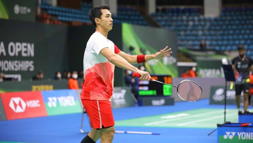 Pebulutangkis tunggal putra Indonesia, Jonatan Christie di Korea Open 2022. Foto: PBSI Copyright: © PBSI