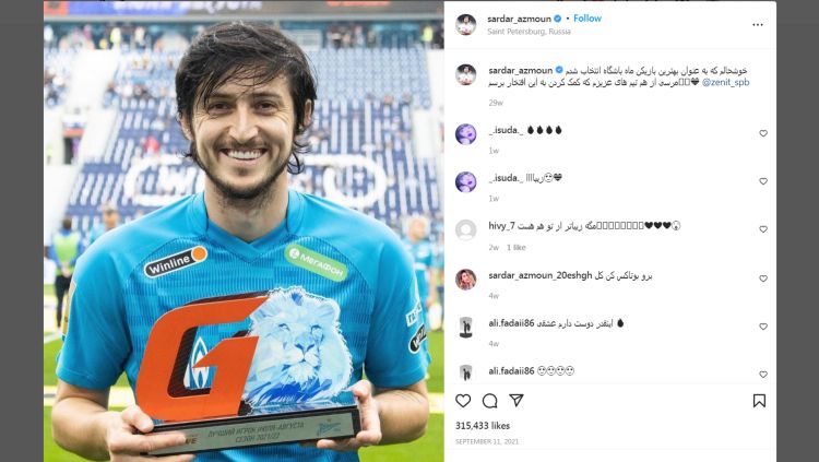 Striker asal Iran, Sardar Azmoun yang bisa jadi opsi AC Milan Copyright: © instagram.com/sardar_azmoun/