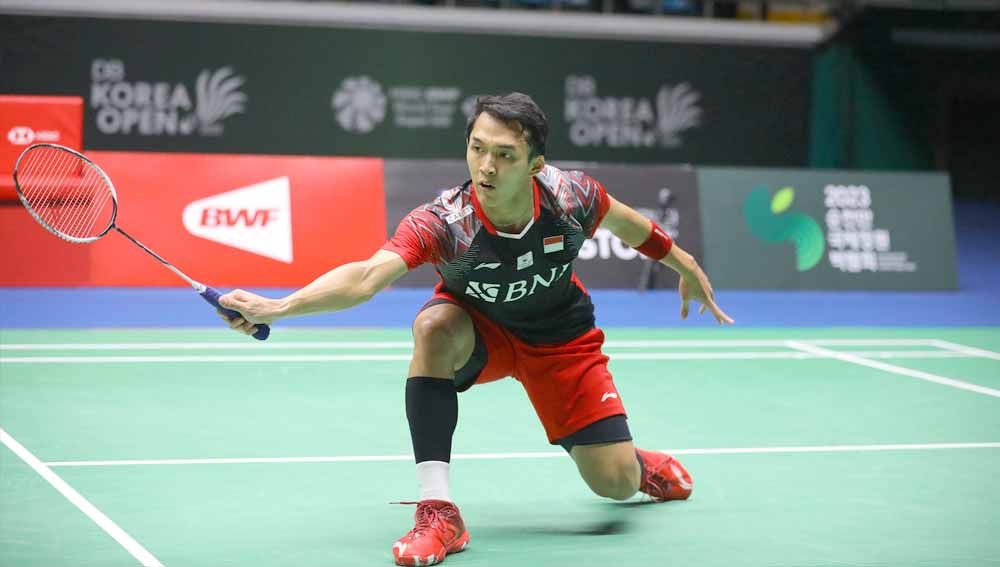 Tunggal putra Indonesia, Jonatan Christie akhirnya berhasil mengalahkan Sai Praneeth B. di babak pertama Badminton Asia Championship (BAC) 2022. Copyright: © PBSI