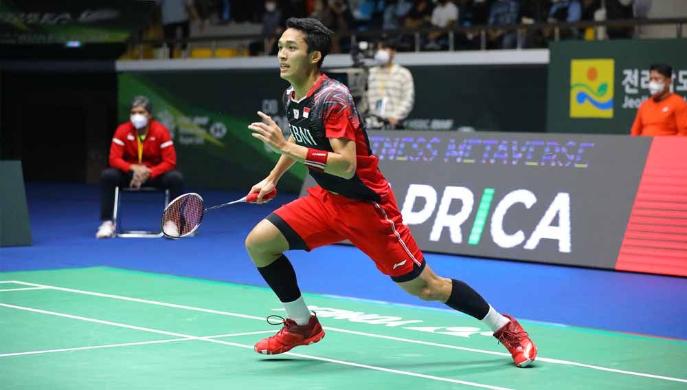 Pebulutangkis tunggal putra Indonesia, Jonatan Christie di Korea Open 2022. Foto: PBSI Copyright: © PBSI