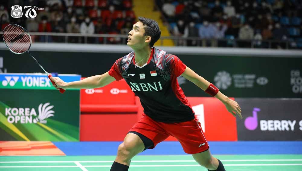 Pebulutangkis tunggal putra Indonesia, Jonatan Christie, bertahan di peringkat kedelapan dunia BWF pasca Korea Open 2022. Copyright: © PBSI