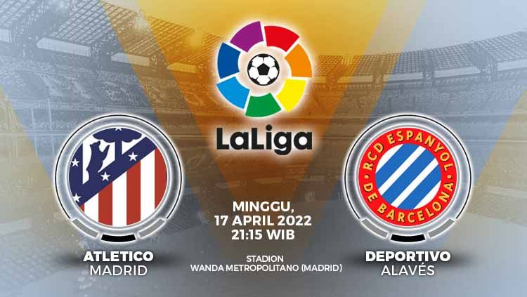 Berikut prediksi pertandingan pekan ke-32 Liga Spanyol 2021/22 antara Atletico Madrid vs Espanyol, Minggu (17/04/22) pukul 21:15 WIB. Copyright: © Grafis: Yuhariyanto/INDOSPORT.com