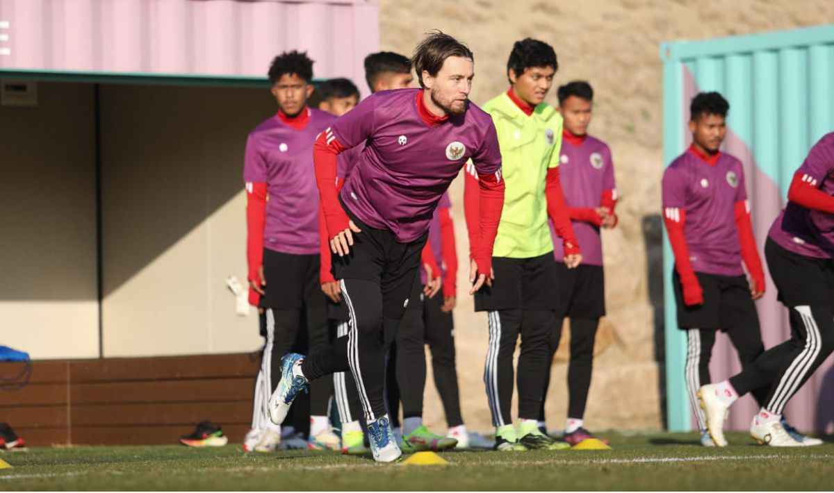 Latihan Timnas U-23 di Korea Selatan. Copyright: © PSSI