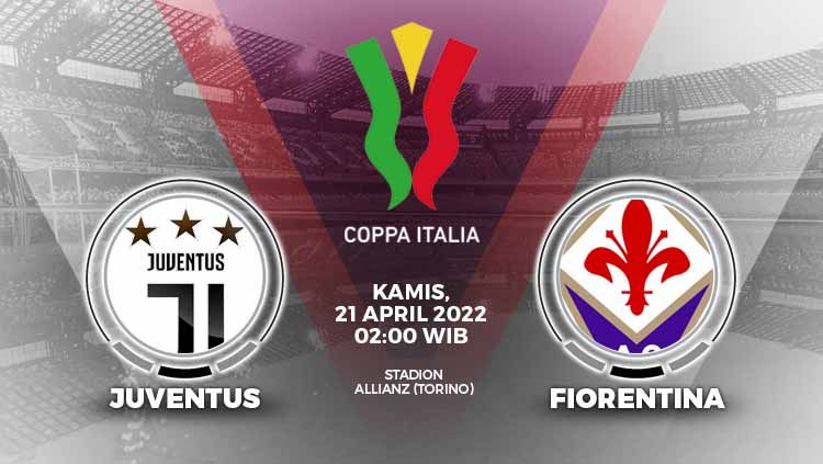 Link live streaming untuk laga leg kedua semifinal Coppa Italia 2021/2022 antara Juventus vs Fiorentina yang digelar pada Kamis (21/04/22) pukul 02.00 WIB. Copyright: © Grafis: Yuhariyanto/INDOSPORT.com