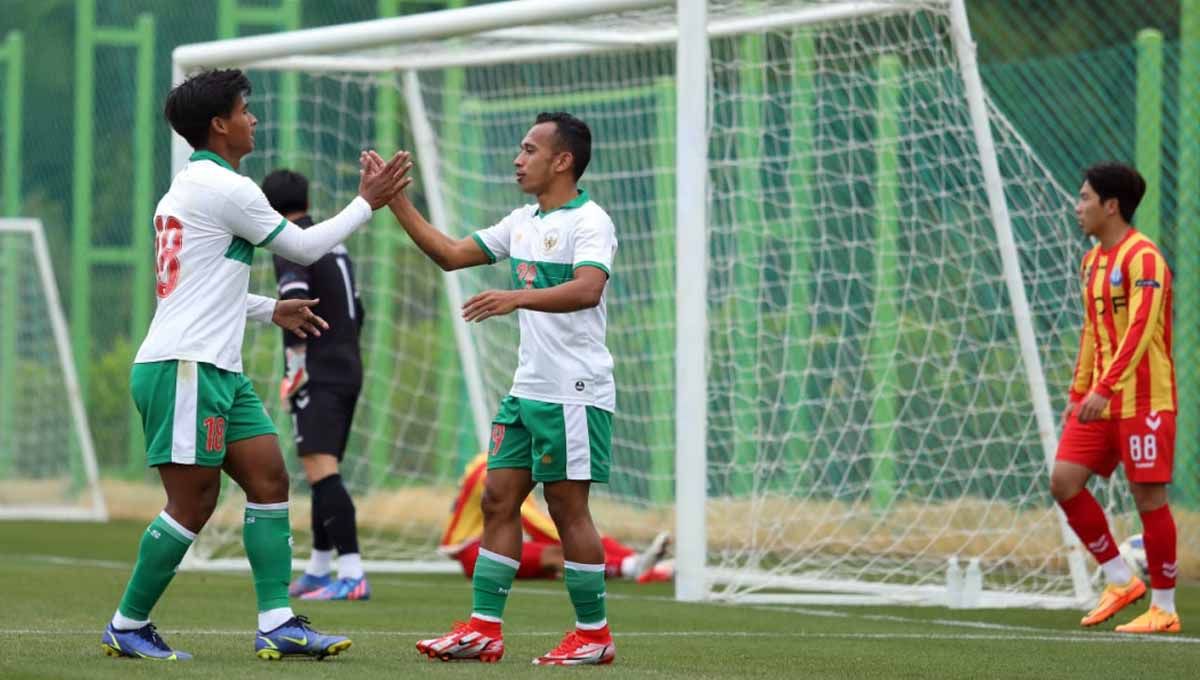 Timnas Indonesia U-23 berhasil mengalahkan Andong University dengan skor 4-2 di Haemaji Football Field, Korea Selatan, Kamis (21/04/22). Foto: Naufal/PSSI Copyright: © Naufal/PSSI