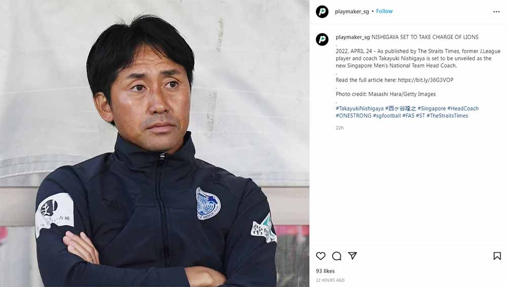 Pelatih Timnas Singapura, Takayuki Nishigaya. Foto: Instagram@#takayukinishigaya Copyright: © Instagram@#takayukinishigaya