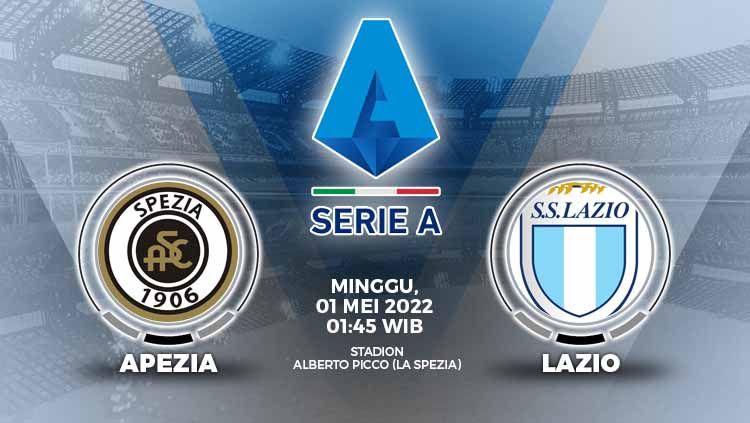 Berikut prediksi pertandingan Liga Italia 2021/22 antara tim papan bawah, Spezia vs Lazio pada Minggu (01/05/22) pukul 01:45 WIB. Copyright: © Grafis: Yuhariyanto/INDOSPORT.com