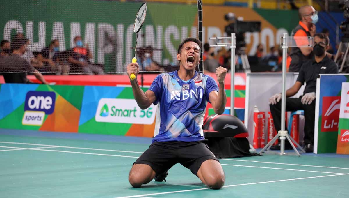 Pebulu tangkis tunggal putra Indonesia, Chico Aura Dwi Wardoyo mengaku puas dengan pencapaiannya meraih medali perunggu di Badminton Asia Championship 2022. Foto: PBSI Copyright: © PBSI