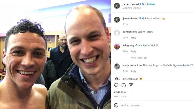 Eks Manchester United, James Chester, bersama Pangeran William. Foto: instagram/jameschester23. Copyright: © instagram/jameschester23