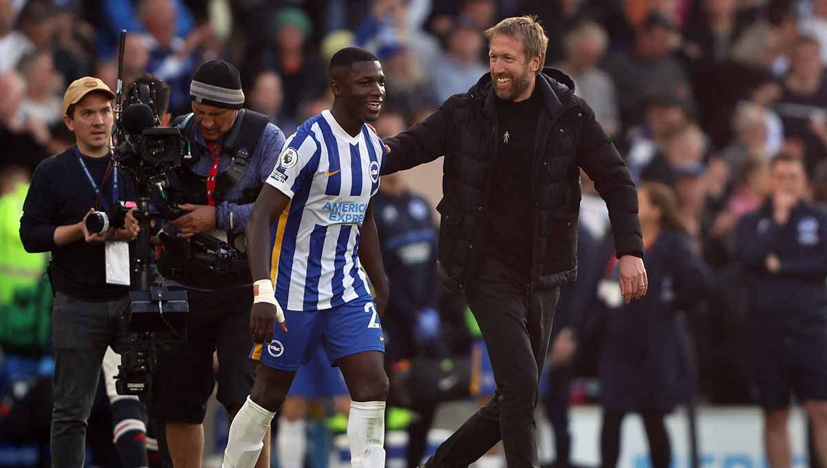 Pemain Brighton, Moises Caicedo mengungkapkan keinginannya bergabung dengan Graham Potter di Chelsea. Foto: REUTERS-Ian Walton Copyright: © REUTERS-Ian Walton