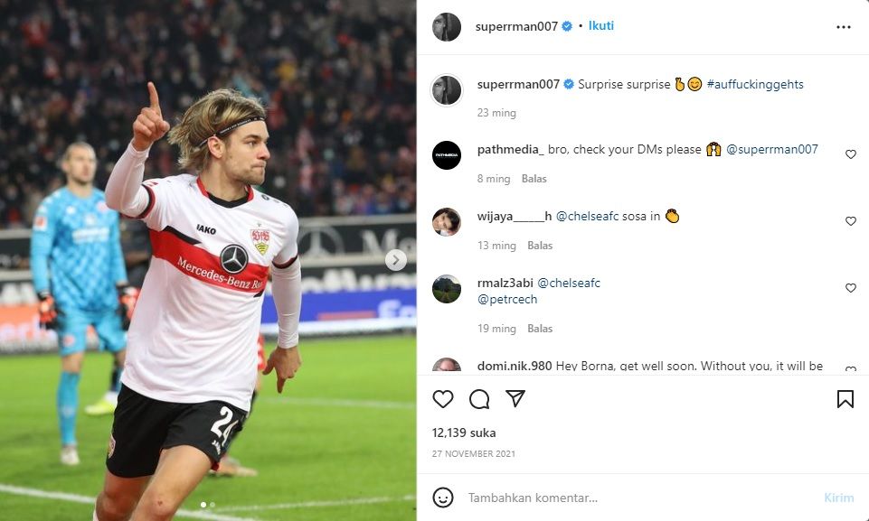 Bedah kualitas Borna Sosa, jelmaan David Beckham di VfB Stuttgart yang menjadi penanda revolusi Erik ten Hag di Manchester United. Copyright: © instagram@superrman007