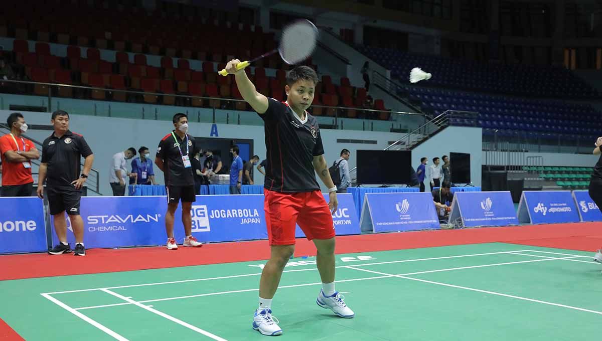 Pebulutangkis Indonesia, Apriyani Rahayu saat latihan jelang SEA Games 2021. Foto: PBSI Copyright: © PBSI