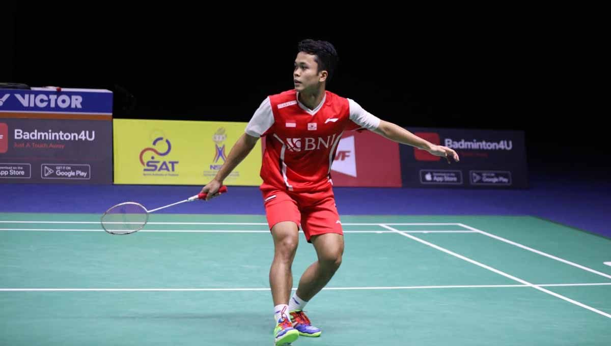 Pebulutangkis tunggal putra Indonesia, Anthony Ginting di laga final Piala Thomas 2022. Foto: PBSI Copyright: © PBSI