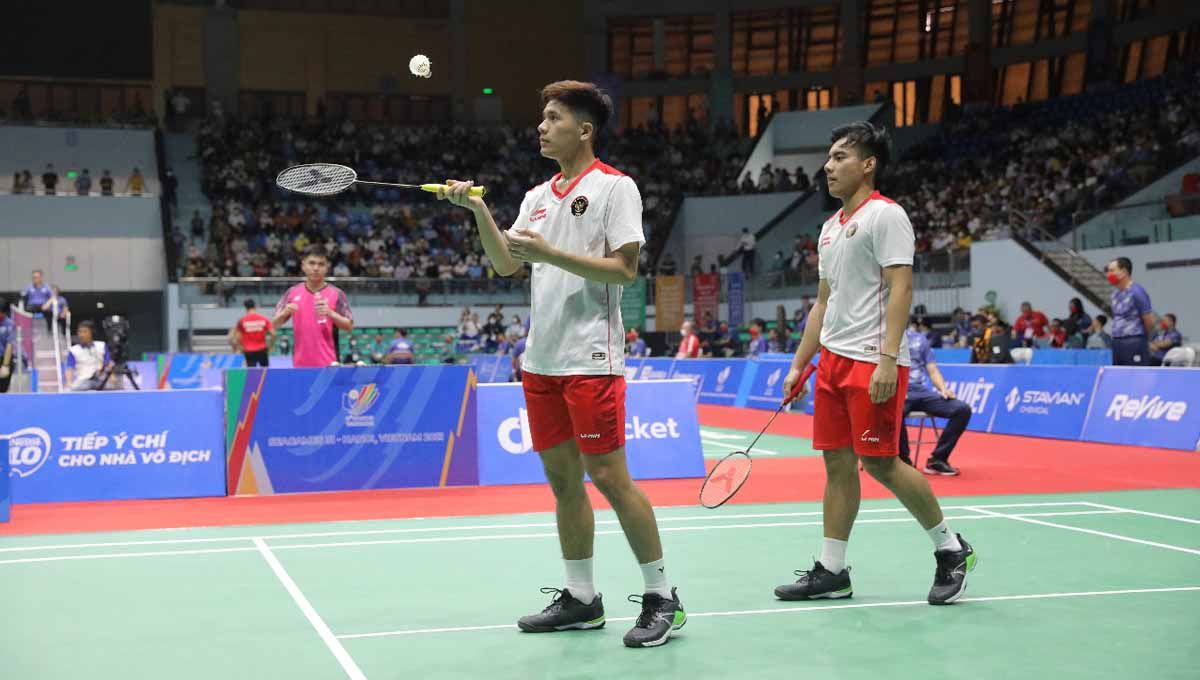 Pebulutangkis ganda putra Indonesia, Pramudya Kusumawardana/Yeremia Erich Yoche Yacob Rambitan di SEA Games 2021. Foto: PBSI Copyright: © PBSI