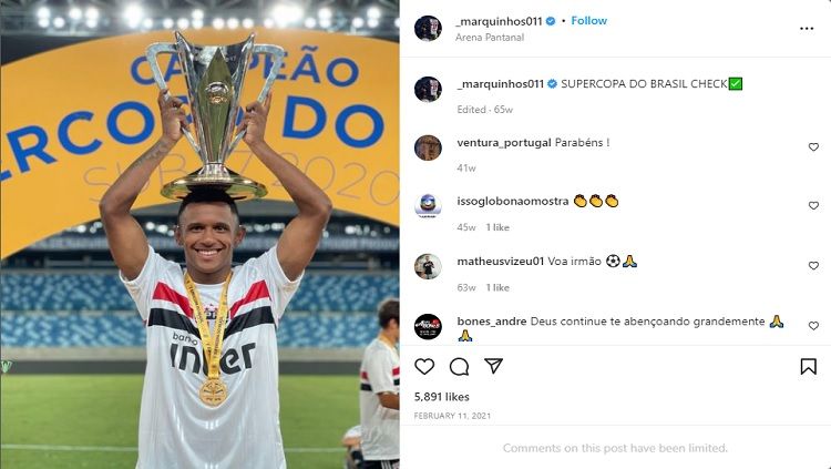 Mengenal Marquinhos, talenta muda asal Brasil milik Sao Paulo yang dilaporkan dalam waktu dekat akan segera bergabung Arsenal. Copyright: © instagram@_marquinhos011