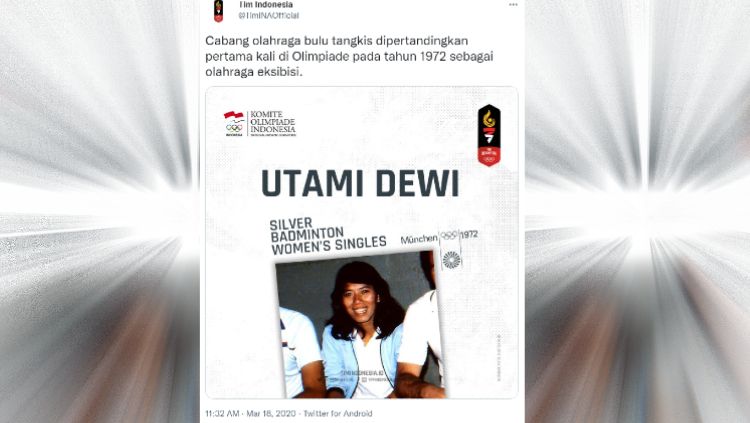 Eks pebulutangkis Indonesia, Utami Dewi Kinard Copyright: © twitter.com/timinaofficial/
