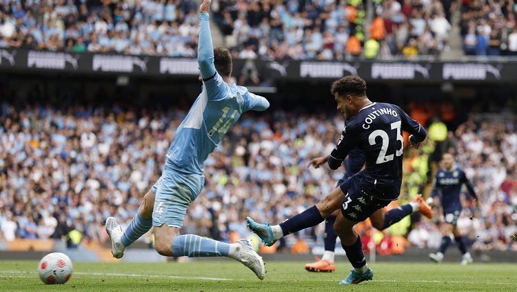 Philippe Coutinho mencetak gol di laga Man City vs Aston Villa (Action Images via Reuters/Jason Cairnduff ) Copyright: © Action Images via Reuters/Jason Cairnduff
