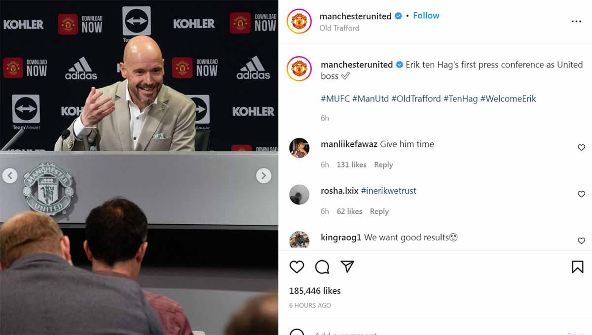Erik ten Hag pelatih Manchester United. Foto: Instagram@manchesterunited Copyright: © Instagram@manchesterunited