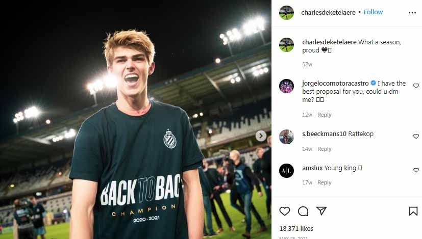 Charles de Ketelaere, pemain incaran AC Milan. Foto: Instagram@charlesdeketelaere Copyright: © Instagram@charlesdeketelaere