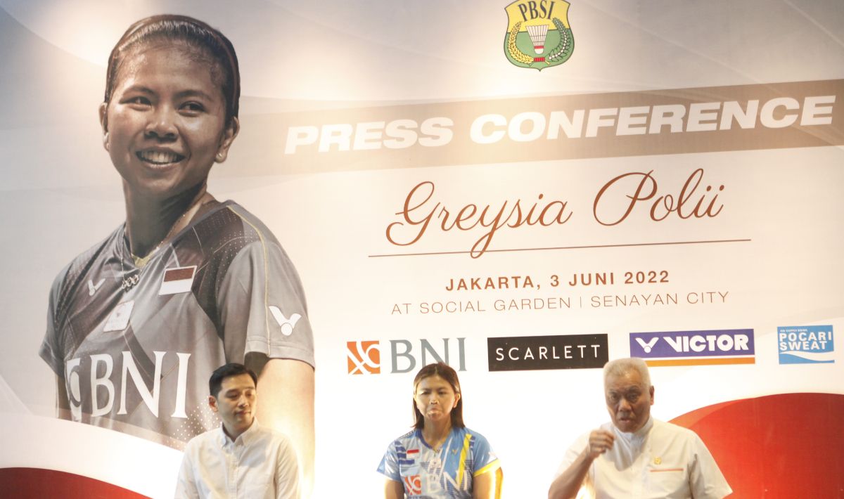Legenda ganda putri Indonesia, Greysia Polii pada acara konfrensi pers  Copyright: © Herry Ibrahim/INDOSPORT