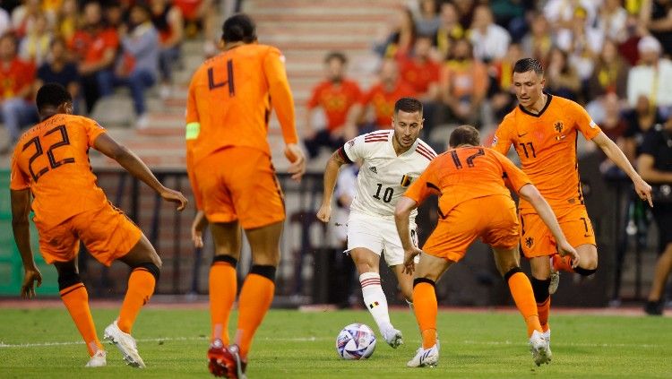 Berikut hasil pertandingan UEFA Nations League 2021/22 Liga A Grup 4 antara Belgia vs Belanda, Sabtu (04/06/22) WIB. Copyright: © REUTERS/Johanna Geron