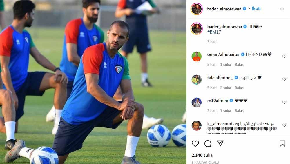 Bintang senior Kuwait, Bader Al-Mutawa bisa menjadi mimpi buruk Timnas Indonesia di Kualifikasi Piala Asia 2023. Foto: Instagram@bader_almotawaa Copyright: © Instagram@bader_almotawaa