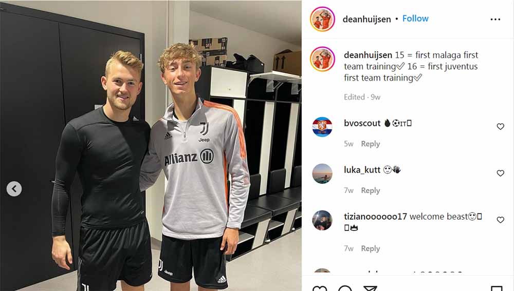 Pemain muda Juventus, Dean Huijsen, saat bersama Matthijs de Ligt. Foto: Instagram@deanhuijsen Copyright: © Instagram@deanhuijsen