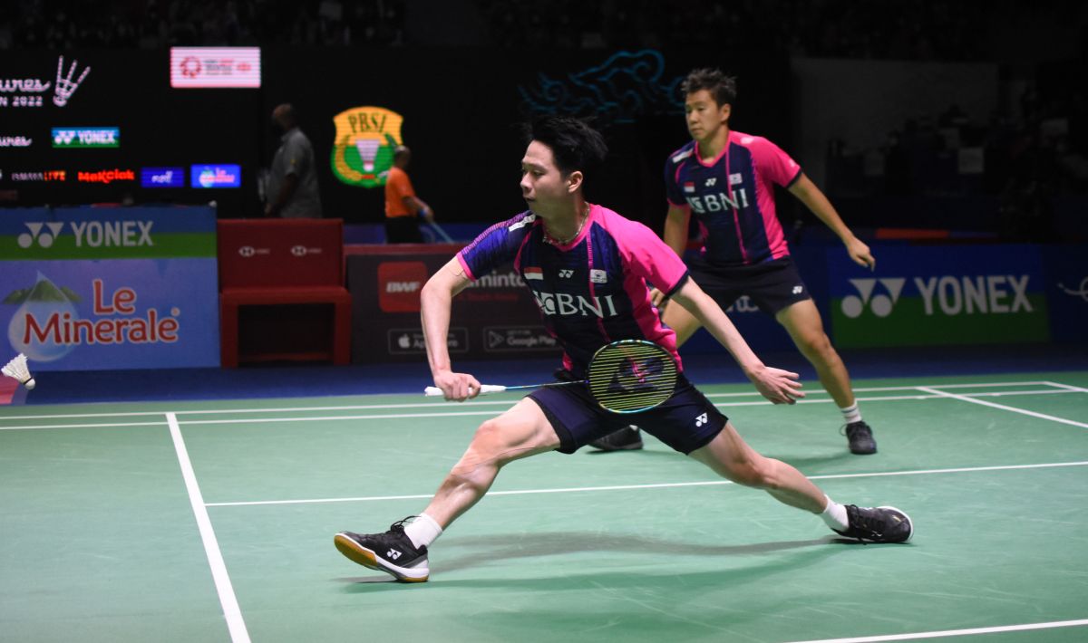 Ganda putra Indonesia, Kevin Sanjaya/Marcus Gideon, membongkar kunci kemenangan atas pasangan Skotlandia yang membawa mereka lolos perempat final Denmark Open. Copyright: © Herry Ibrahim/INDOSPORT