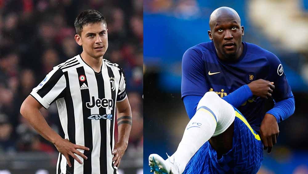 Pemain Juventus Paulo Dybala dan pemain Chelsea Romelu Lukaku. Foto: Reuter/Jennifer Lorenzini/Andrew Boyers Copyright: © Reuter/Jennifer Lorenzini/Andrew Boyers