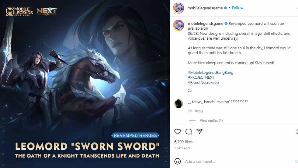 Revamp Leomord segera hadir. Copyright: © Instagram@mobilelegendsgame