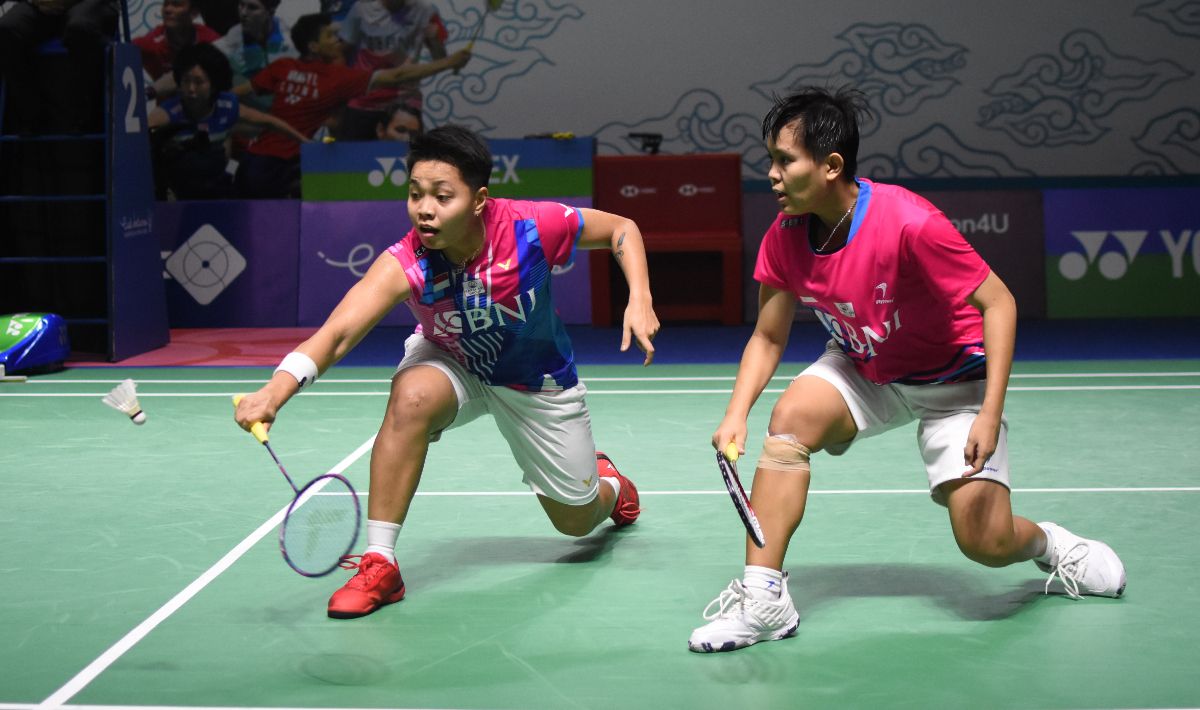 Tekuk wakil Jerman, Apriyani Rahayu/Siti Fadia Silva Ramadhanti siap gaspol untuk menghadapi Nami Matsuyama/Chiharu Shida di babak kedua Malaysia Open 2022. Copyright: © Herry Ibrahim/INDOSPORT