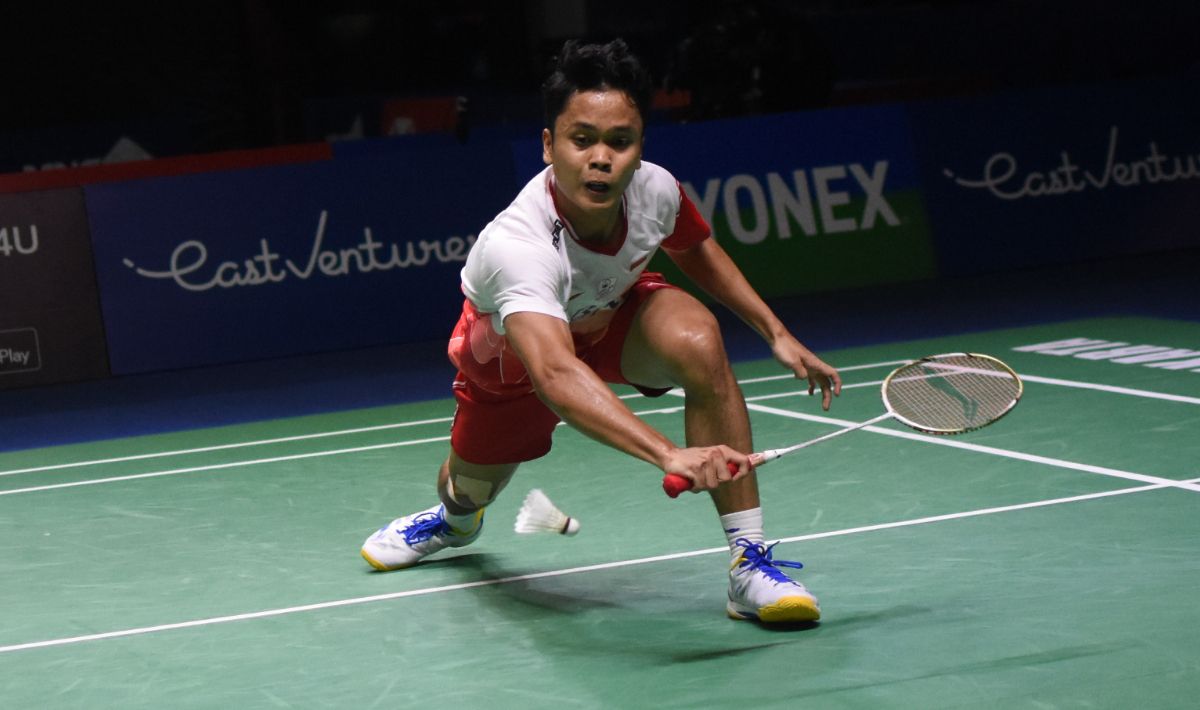 Berjalannya game kedua Malaysia Open 2022 antara Anthony Sinisuka Ginting vs Sai Praneeth, Selasa (28/6/22). Copyright: © Herry Ibrahim/INDOSPORT