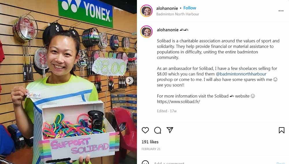 Kemampuan berbicara lima bahasa adalah keterampilan yang mendatangkan beragam keuntungan bagi Anona Pak sebagai atlet bulutangkis. Copyright: © Instagram@alohanonie