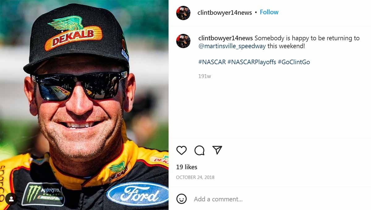 Clint Bowyer (pembalap Nascar). Foto: Instagram@clintbowyer14news Copyright: © Instagram@clintbowyer14news