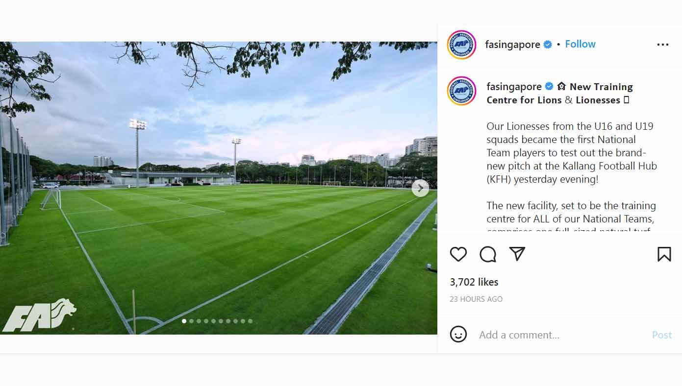 Singapura bangun training center baru untuk tim sepak bola. Foto: Instagram@fasingapore Copyright: © Instagram@fasingapore