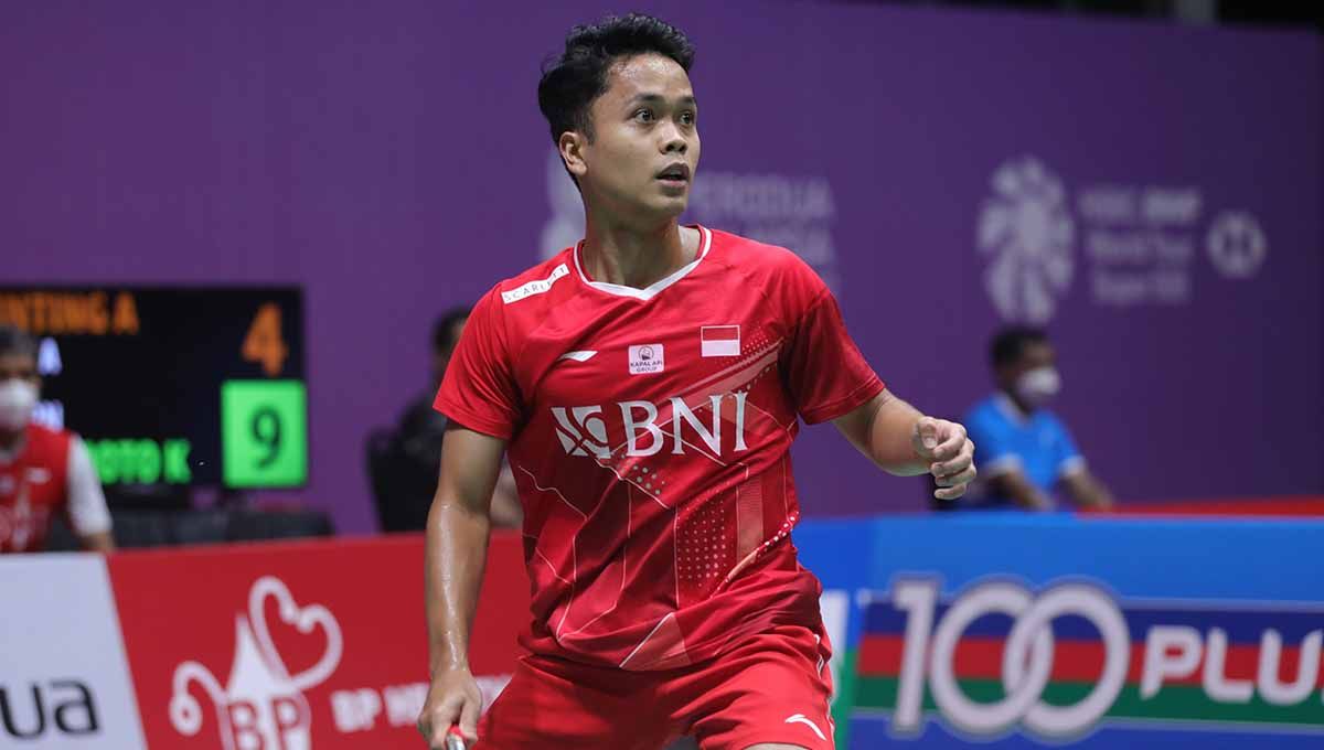 Pebulutangkis tunggal putra Indonesia, Anthony Sinisuka Ginting di Malaysia Master 2022. Foto: PBSI Copyright: © PBSI