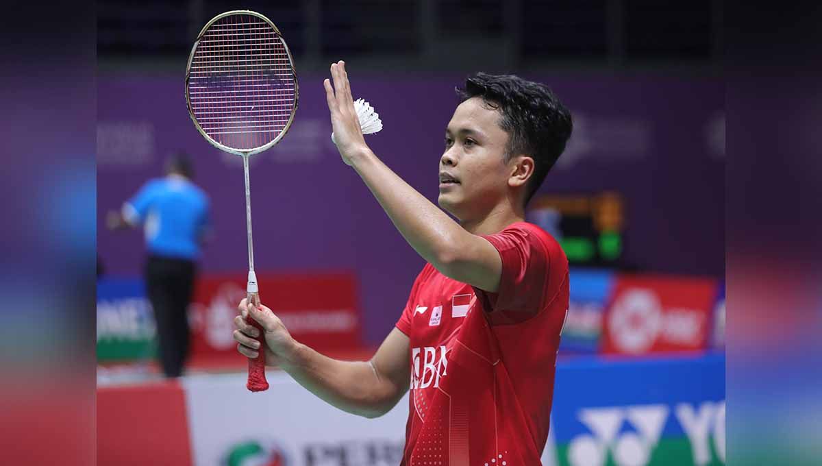 Pebulutangkis tunggal putra Indonesia, Anthony Sinisuka Ginting di Malaysia Master 2022. Foto: PBSI Copyright: © PBSI