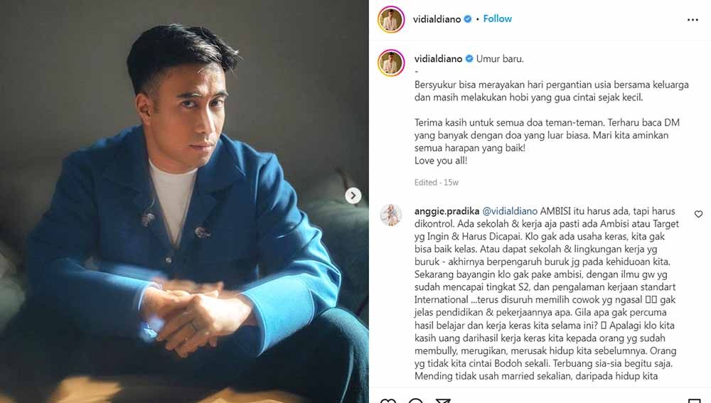 Vidi Aldiano dimiripkan oleh netizen dengan atlet bulutangkis ganda putra Indonesia, Sabar Karyaman Gutama. Copyright: © Instagram@vidialdiano