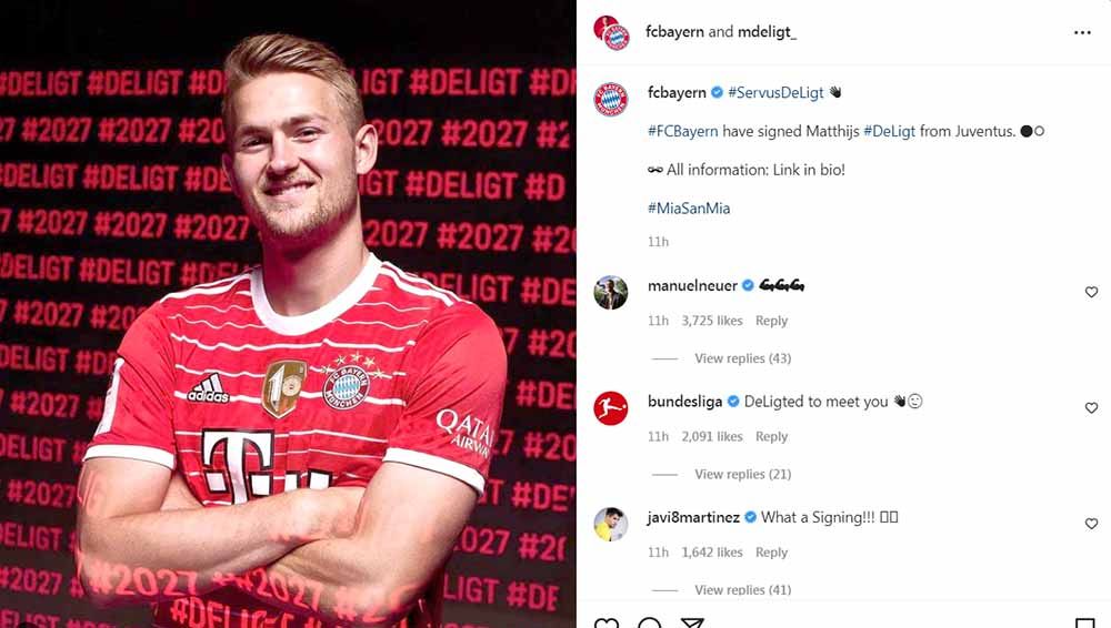 Bek Bayern Munchen, Matthijs de Ligt, ungkapkan alasannya hengkang dari Juventus, dan memilih untuk berlabuh di Allianz Arena. Copyright: © Instagram@mdeligt_