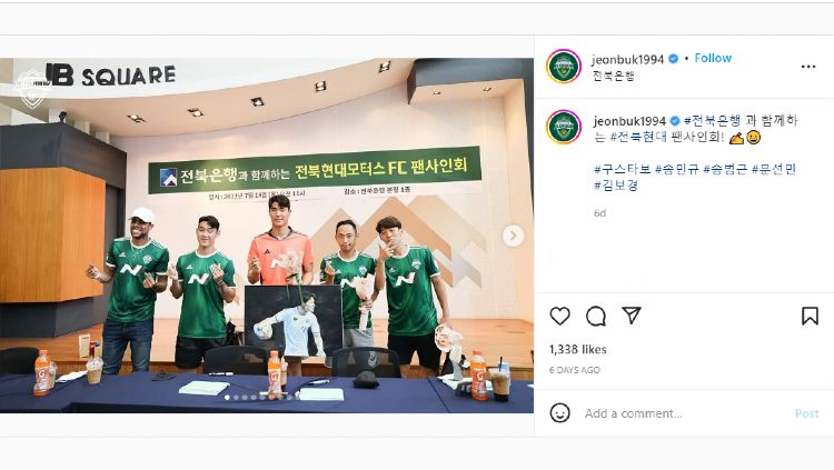 Melihat tiga pemain K League 1 Korea Selatan, Jeonbuk Hyundai Motors, yang bakal jadi pesaing bintang Timnas Indonesia, Asnawi Mangkualam, andai sang pemain resmi direkrut. Copyright: © instagram.com/jeonbuk1994/