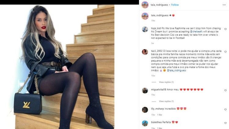 WAGs baru Barcelona, kekasih hati Raphinha, Natalia Rodrigues. Foto: instagram/taia_rodriguess. Copyright: © instagram/taia_rodriguess