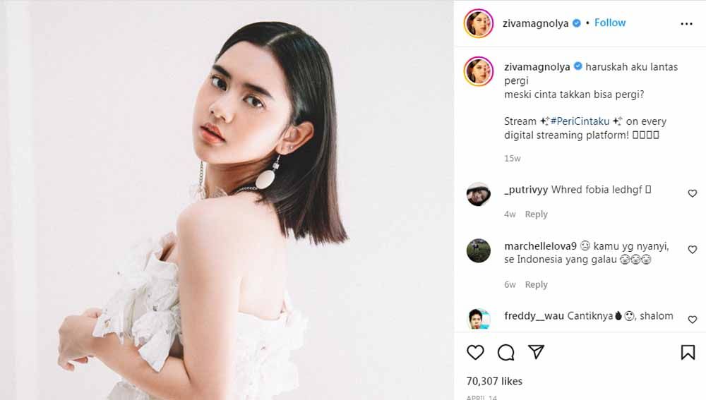 Ziva Magnolya, musisi jebolan Indonesian Idol yang bercita-cita jadi atlet bulutangkis. Foto: Instagram@zivamagnolya Copyright: &copy; Instagram@zivamagnolya